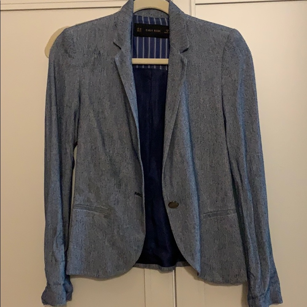 Zara Basic Chambray Blue Blazer